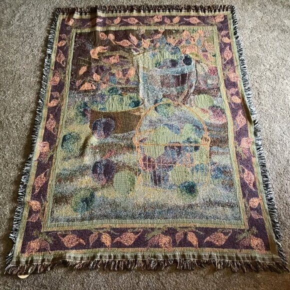 Judy Buswell Multicolor Apples Design Decorative Throw Blanket - Cotton - Picture 3 of 8